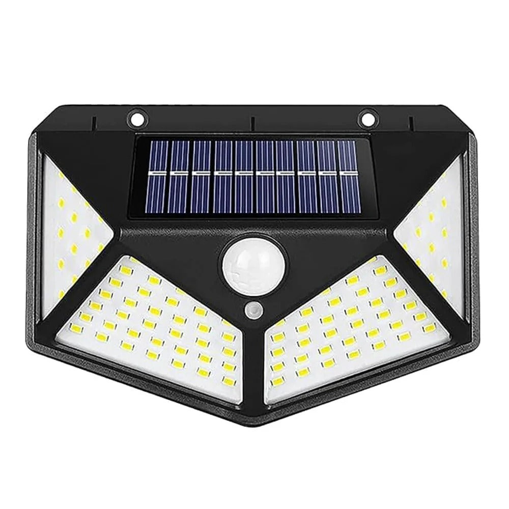 Solar Wall Lamp with Motion Sensing – 600lm, 100 LEDs Outdoor Light | 3 Modes